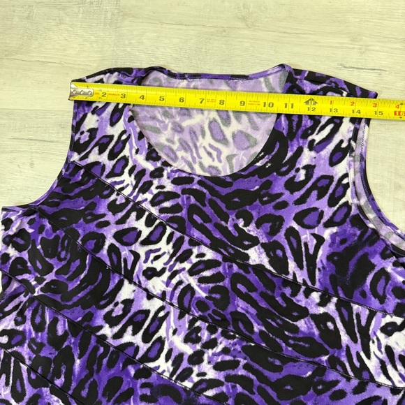 Animal Print Faux Layered Sleeveless Shirt Size 14P/L Peter Nygard TanJay - Picture 13 of 17